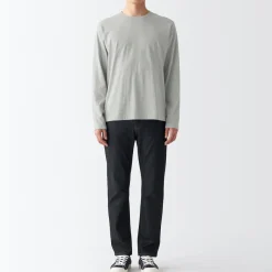 Sale Men's Washed Jersey Long Sleeves Crew Neck T-Shirt T-Shirts
