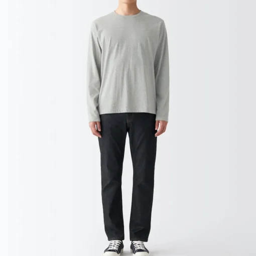 Sale Men's Washed Jersey Long Sleeves Crew Neck T-Shirt T-Shirts