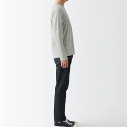 Sale Men's Washed Jersey Long Sleeves Crew Neck T-Shirt T-Shirts