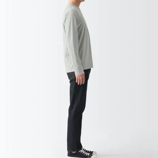 Sale Men's Washed Jersey Long Sleeves Crew Neck T-Shirt T-Shirts