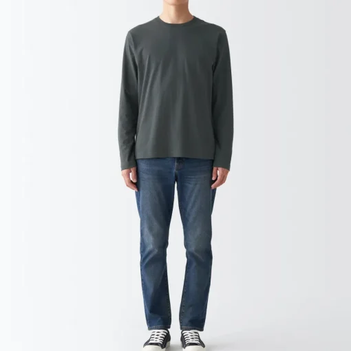 Sale Men's Washed Jersey Long Sleeves Crew Neck T-Shirt T-Shirts