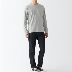 Sale Men's Washed Jersey Long Sleeves Crew Neck T-Shirt T-Shirts