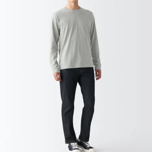 Sale Men's Washed Jersey Long Sleeves Crew Neck T-Shirt T-Shirts
