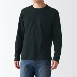Sale Men's Washed Jersey Long Sleeves Crew Neck T-Shirt T-Shirts