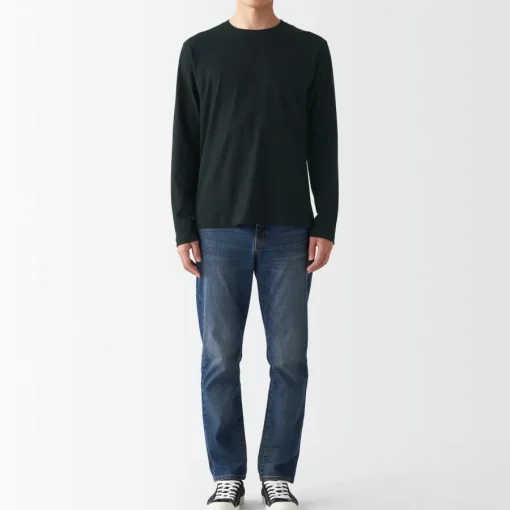 Sale Men's Washed Jersey Long Sleeves Crew Neck T-Shirt T-Shirts