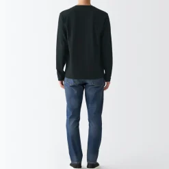 Sale Men's Washed Jersey Long Sleeves Crew Neck T-Shirt T-Shirts