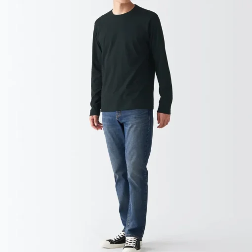 Sale Men's Washed Jersey Long Sleeves Crew Neck T-Shirt T-Shirts