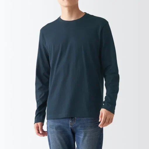 Sale Men's Washed Jersey Long Sleeves Crew Neck T-Shirt T-Shirts