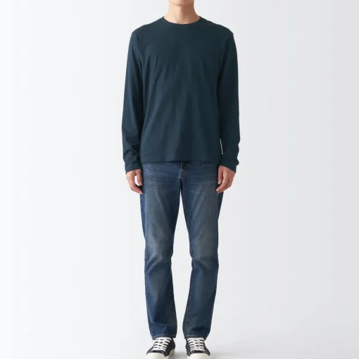 Sale Men's Washed Jersey Long Sleeves Crew Neck T-Shirt T-Shirts