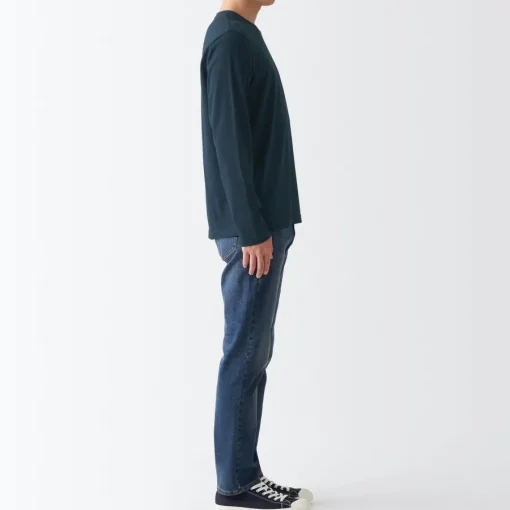 Sale Men's Washed Jersey Long Sleeves Crew Neck T-Shirt T-Shirts