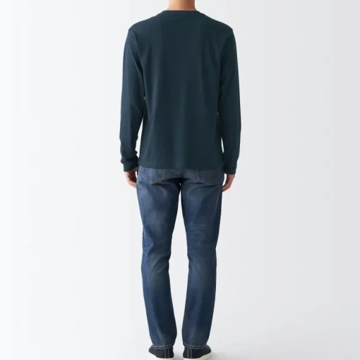 Sale Men's Washed Jersey Long Sleeves Crew Neck T-Shirt T-Shirts