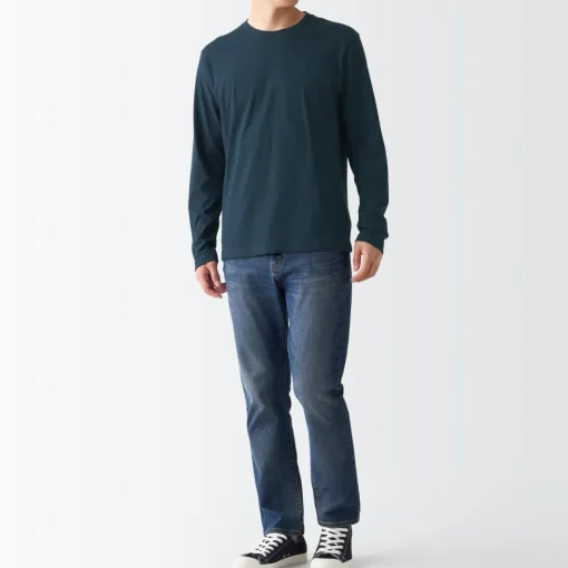 Sale Men's Washed Jersey Long Sleeves Crew Neck T-Shirt T-Shirts