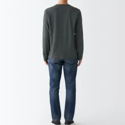 Sale Men's Washed Jersey Long Sleeves Crew Neck T-Shirt T-Shirts