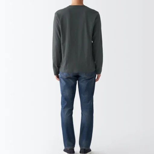 Sale Men's Washed Jersey Long Sleeves Crew Neck T-Shirt T-Shirts
