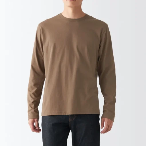 Sale Men's Washed Jersey Long Sleeves Crew Neck T-Shirt T-Shirts
