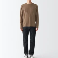 Sale Men's Washed Jersey Long Sleeves Crew Neck T-Shirt T-Shirts