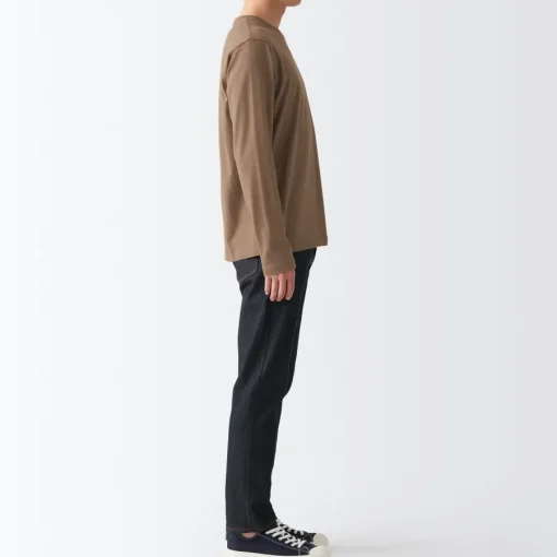 Sale Men's Washed Jersey Long Sleeves Crew Neck T-Shirt T-Shirts