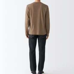 Sale Men's Washed Jersey Long Sleeves Crew Neck T-Shirt T-Shirts