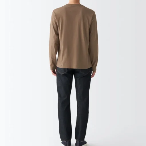 Sale Men's Washed Jersey Long Sleeves Crew Neck T-Shirt T-Shirts
