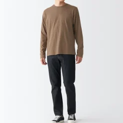 Sale Men's Washed Jersey Long Sleeves Crew Neck T-Shirt T-Shirts