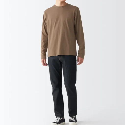 Sale Men's Washed Jersey Long Sleeves Crew Neck T-Shirt T-Shirts