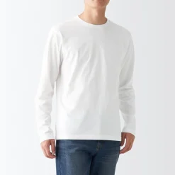 Sale Men's Washed Jersey Long Sleeves Crew Neck T-Shirt T-Shirts