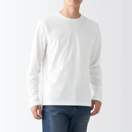 Sale Men's Washed Jersey Long Sleeves Crew Neck T-Shirt T-Shirts