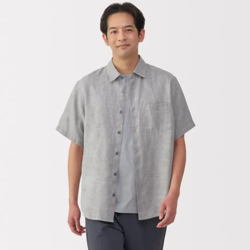 Online Men's Washed Linen Short Sleeve Shirt Shirts & Polos