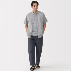 Online Men's Washed Linen Short Sleeve Shirt Shirts & Polos