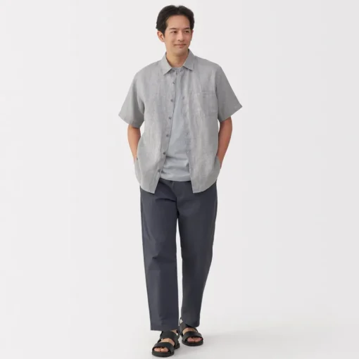 Online Men's Washed Linen Short Sleeve Shirt Shirts & Polos