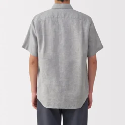 Online Men's Washed Linen Short Sleeve Shirt Shirts & Polos