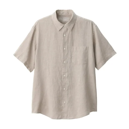 Online Men's Washed Linen Short Sleeve Shirt Shirts & Polos
