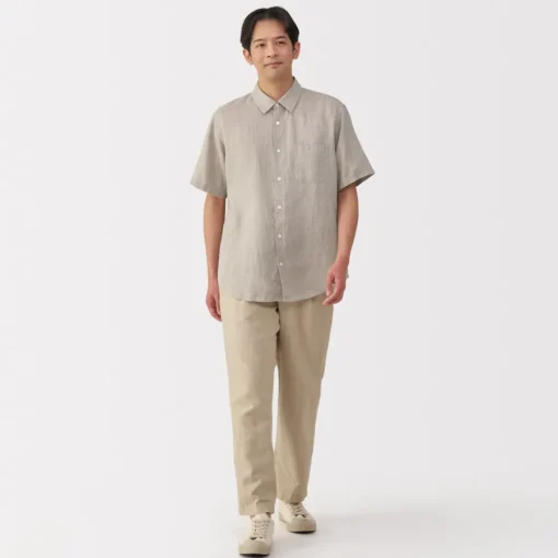 Online Men's Washed Linen Short Sleeve Shirt Shirts & Polos