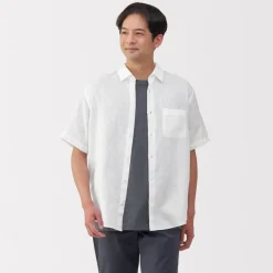 Online Men's Washed Linen Short Sleeve Shirt Shirts & Polos