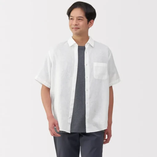 Online Men's Washed Linen Short Sleeve Shirt Shirts & Polos