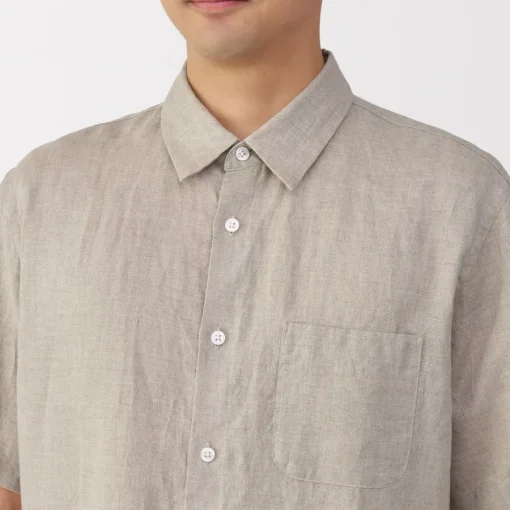 Online Men's Washed Linen Short Sleeve Shirt Shirts & Polos