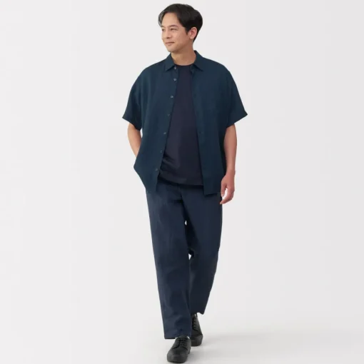 Online Men's Washed Linen Short Sleeve Shirt Shirts & Polos