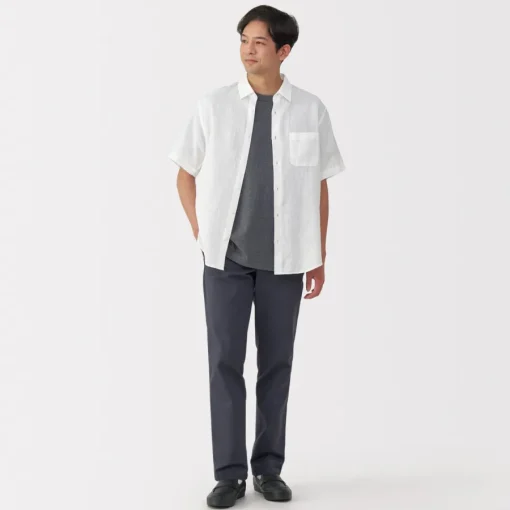 Online Men's Washed Linen Short Sleeve Shirt Shirts & Polos