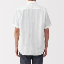 Online Men's Washed Linen Short Sleeve Shirt Shirts & Polos