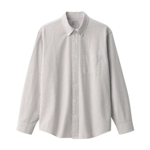 Fashion Men's Washed Oxford Button Down Long Sleeve Patterned Shirt Shirts & Polos