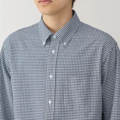 Fashion Men's Washed Oxford Button Down Long Sleeve Patterned Shirt Shirts & Polos