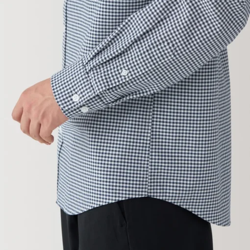Fashion Men's Washed Oxford Button Down Long Sleeve Patterned Shirt Shirts & Polos