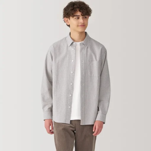 Fashion Men's Washed Oxford Button Down Long Sleeve Patterned Shirt Shirts & Polos