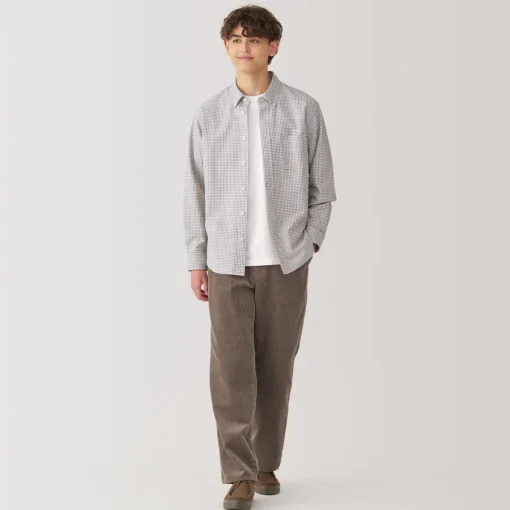Fashion Men's Washed Oxford Button Down Long Sleeve Patterned Shirt Shirts & Polos