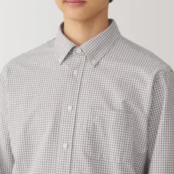 Fashion Men's Washed Oxford Button Down Long Sleeve Patterned Shirt Shirts & Polos