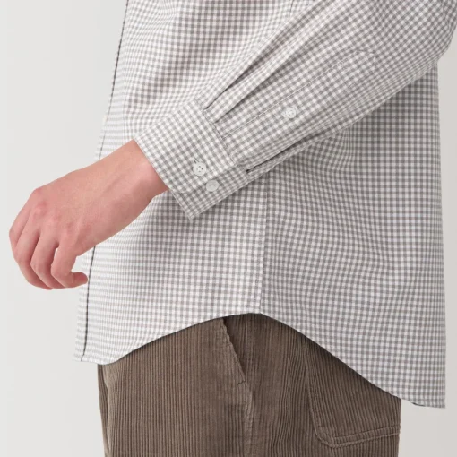 Fashion Men's Washed Oxford Button Down Long Sleeve Patterned Shirt Shirts & Polos