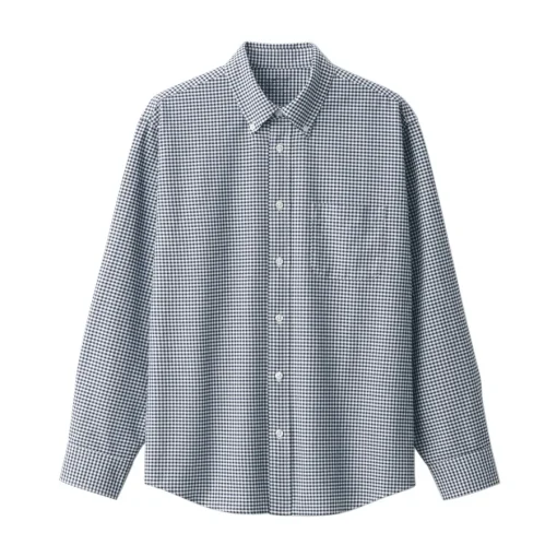 Fashion Men's Washed Oxford Button Down Long Sleeve Patterned Shirt Shirts & Polos