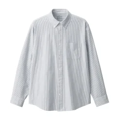 Fashion Men's Washed Oxford Button Down Long Sleeve Striped Shirt Shirts & Polos