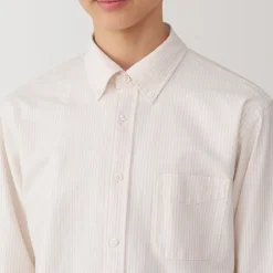 Fashion Men's Washed Oxford Button Down Long Sleeve Striped Shirt Shirts & Polos