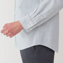 Fashion Men's Washed Oxford Button Down Long Sleeve Striped Shirt Shirts & Polos